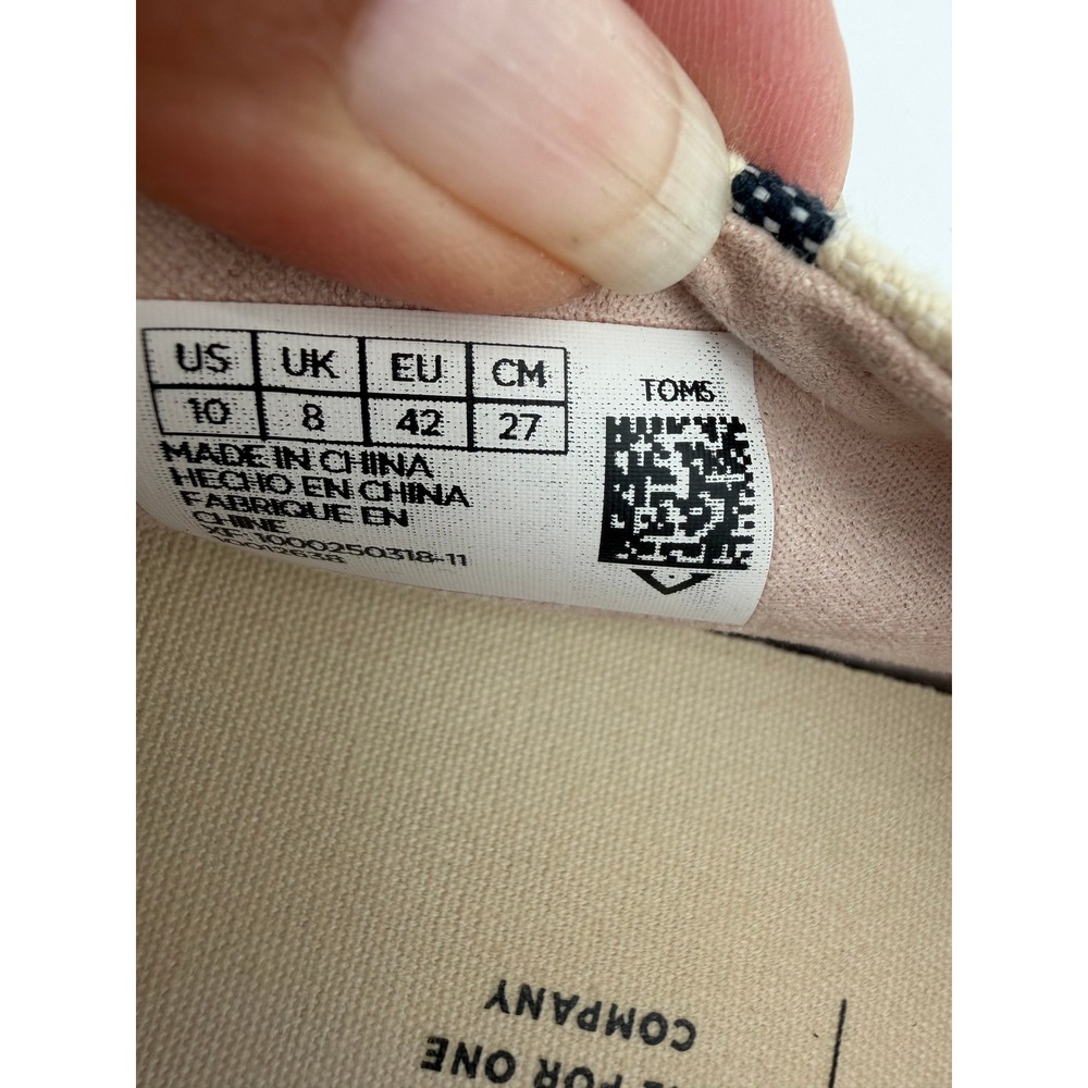 TOMS Classic Floral Embroidery Woven Stripe Alpargata Women Size 10 Cream Navy - Picture 7 of 9